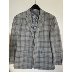 JOSEPH ABBOUD mens blue plaid sport coat suit jacket blazer 46 R